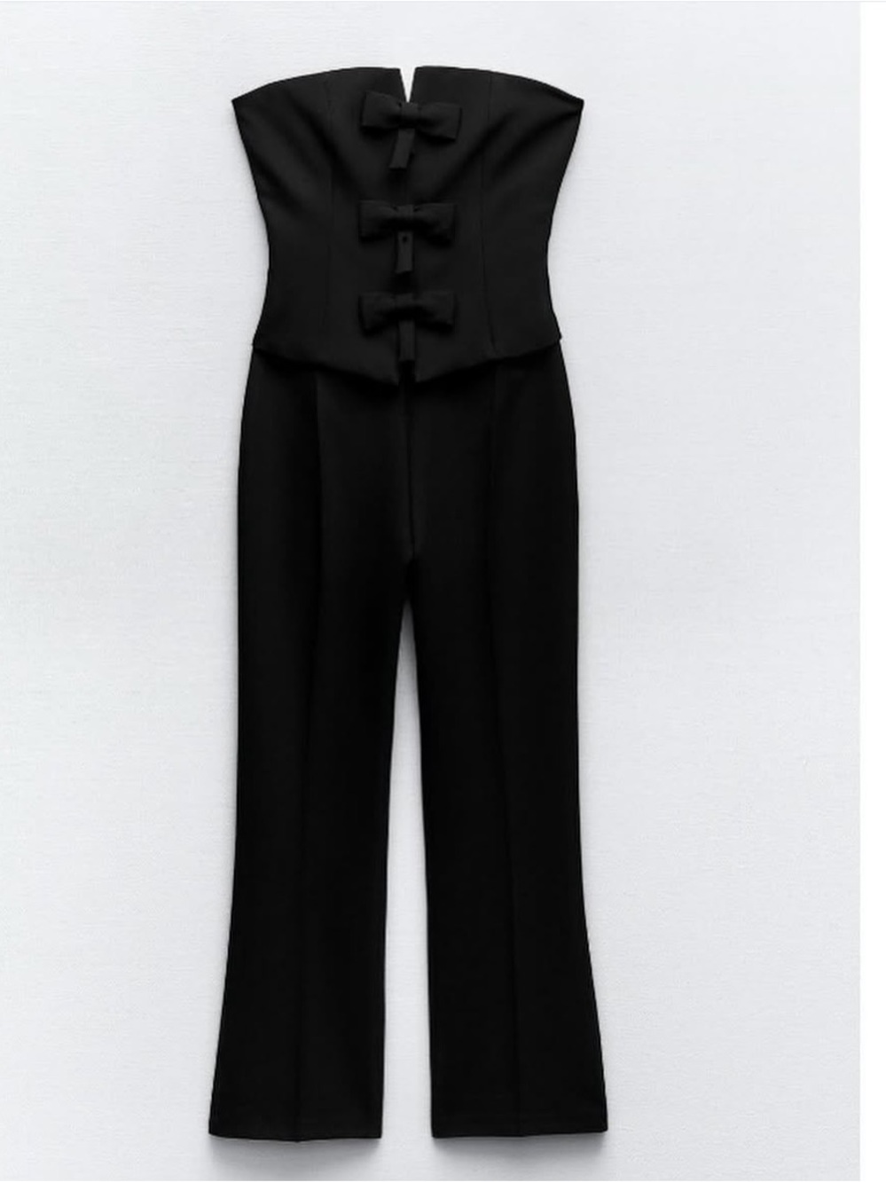 Zara Black Strapless Bow-Front Jumpsuit